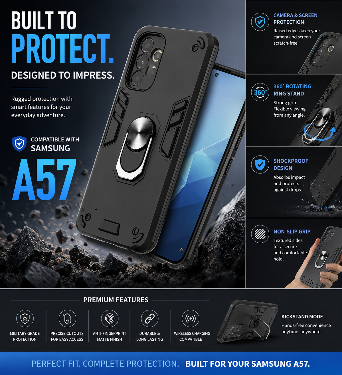 Samsung A37, A57 Antishock & Drop Resistance Armor Cover