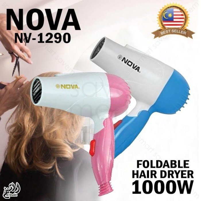 Foldable Mini Travel Hair Dryer 1000W Portable Folding Blow Dryer Dual Speed Lightweight Compact Electric Hair Dryer for Men Women Kids Quick Dry NV-1290