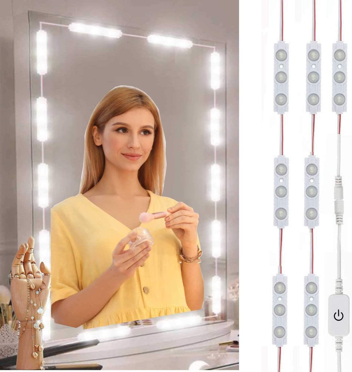 Led Vanity Mirror Lights, Hollywood Style Vanity Make Up Light, 300cm Ultra Bright White LED, Dimmable Touch Control Lights Strip, for Makeup Vanity Table & Bathroom Mirror, Mirror Not Included