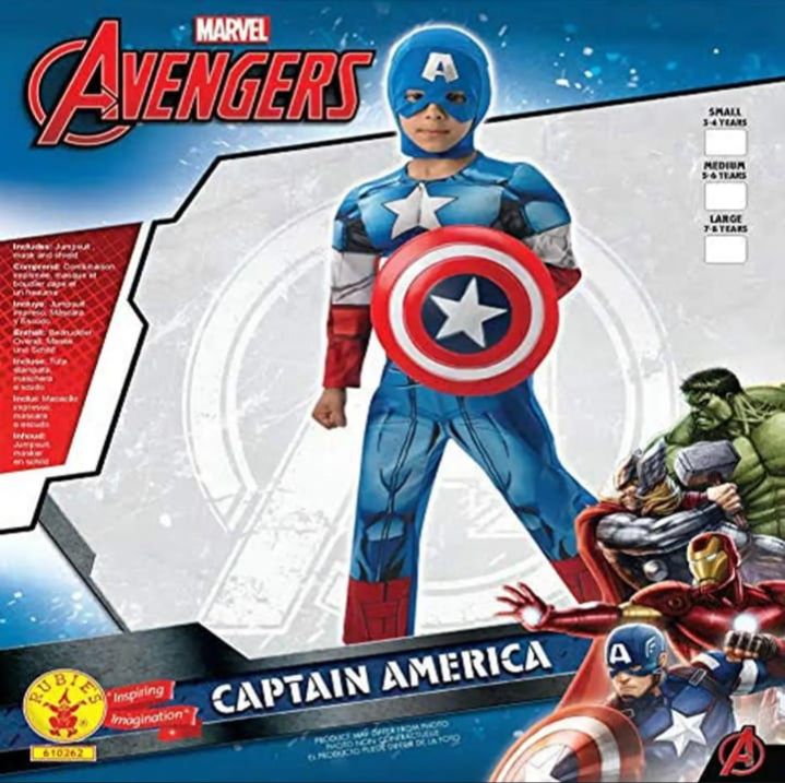 CAPTAIN AMERICA 3D MUSCLE COSTUME FOR KIDS WITH  MASK 4 to 10 years
