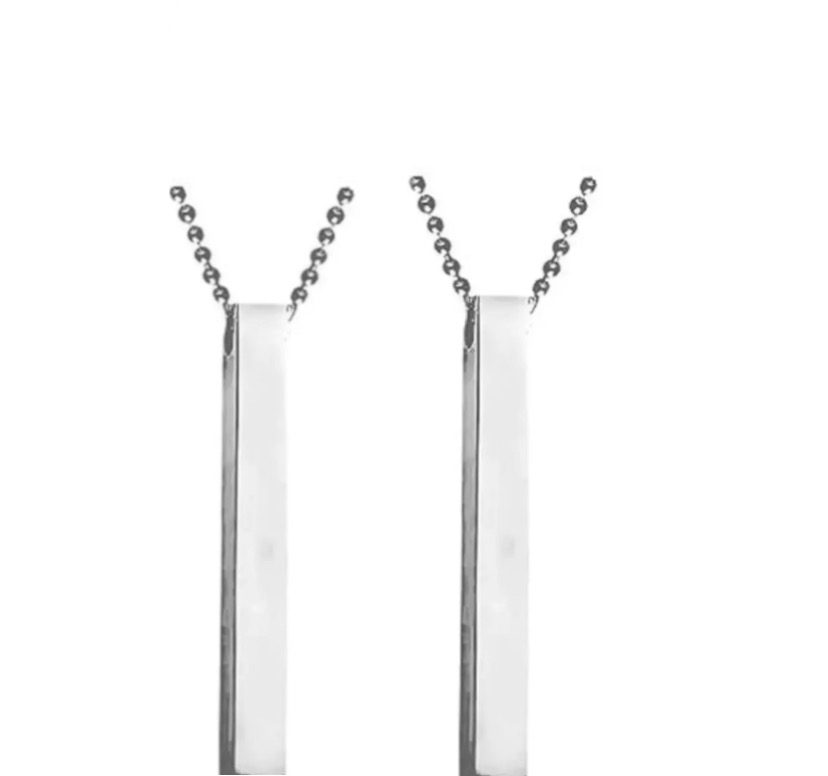 AlRashid Shopping Store 100% Pure Stainless Steel Vertical Bar Necklace/Locket/Chain for Men/Women Pack Of 2