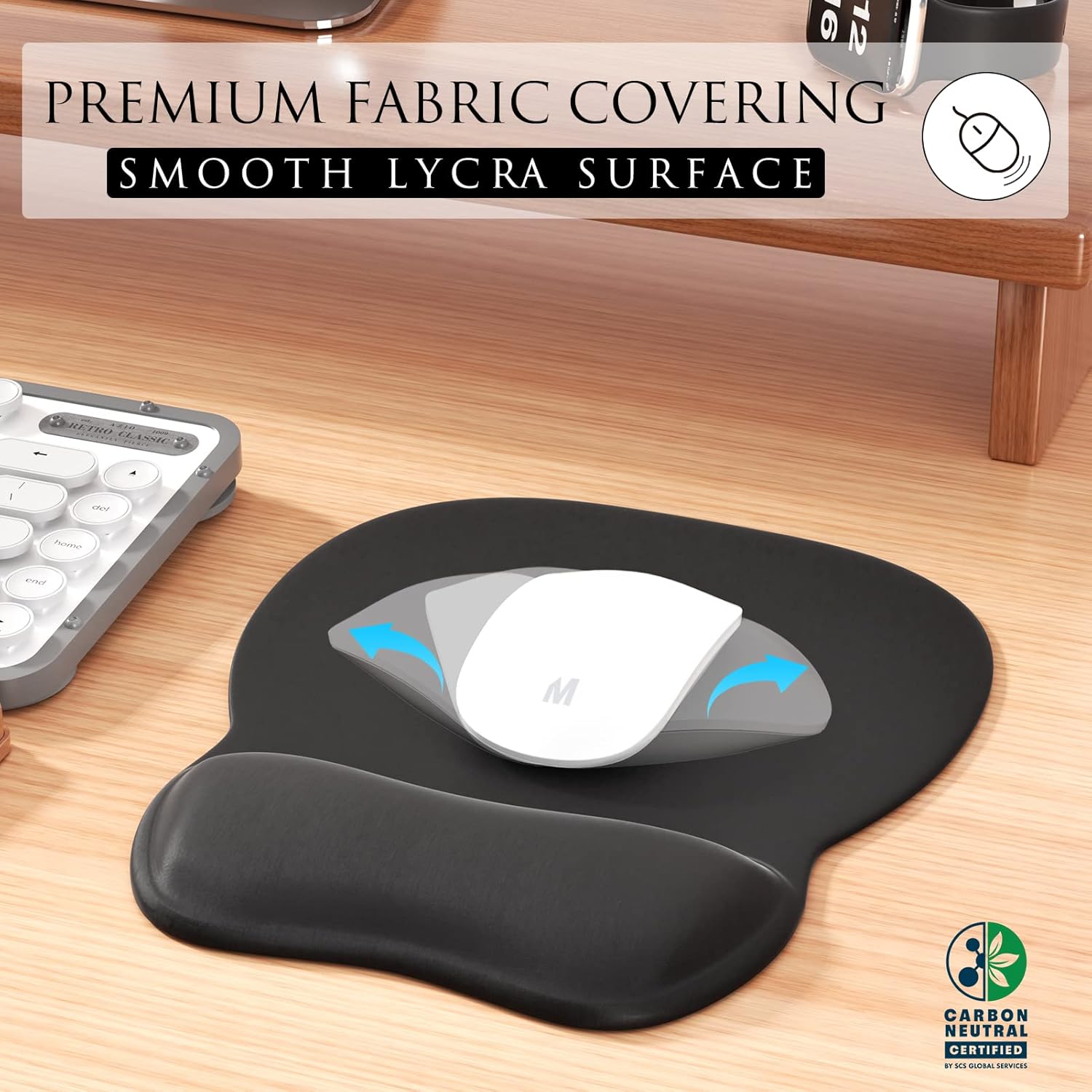 Original Mouse Pad With Cooling Gel & Foam - Thumb Shape Mousepad With Wrist Rest - Washable Mouse Mat & Non Slip