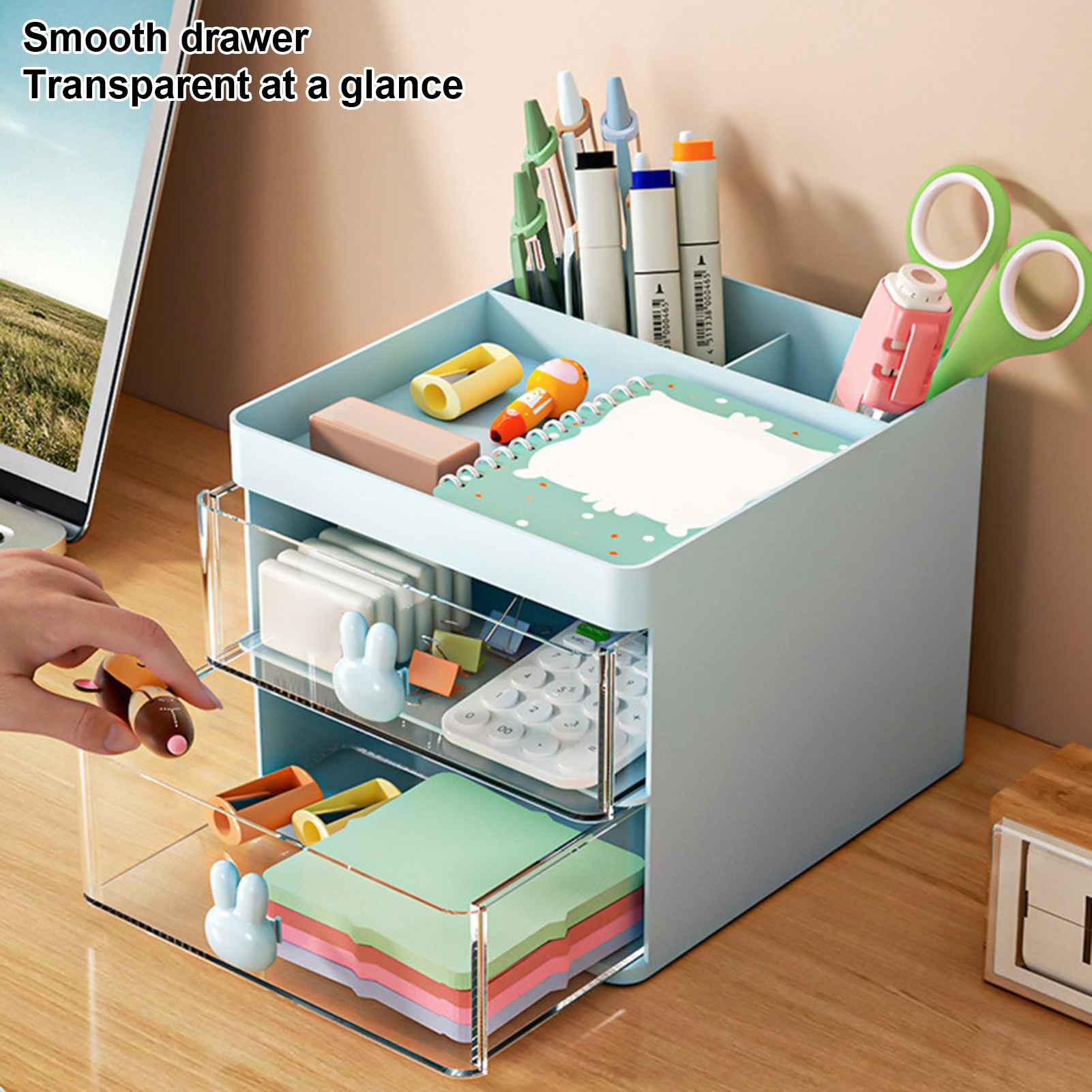 Stationery Container Multifunctional Desk Cosmetics Toiletry Organizer With Drawer
