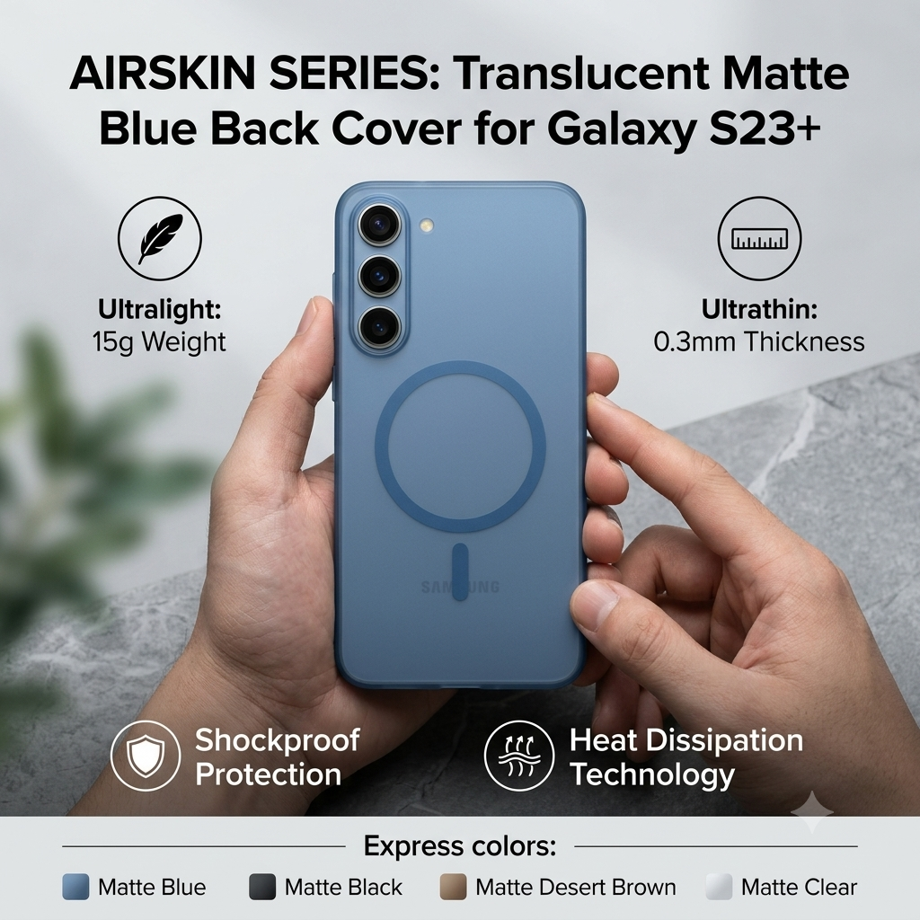 Galaxy S23 + | S23 Plus , Super Air Skin Matte Back Cover (0.3 mm )  Galaxy S23 Plus 5G , Soft  Translucent TPU Cover, Anti Fingerprint Express Covers