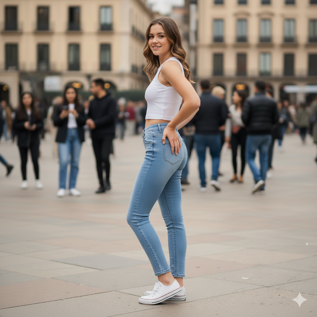 High Waist Denim Jeans for Girls - Stretch Slim Fit Skinny Pants - Sizes 27-31