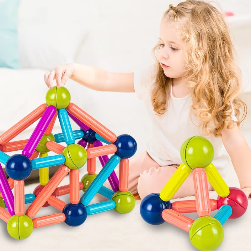 STEM Magnetic Building Toys for Kids - Creative Construction Set with Bars and Balls