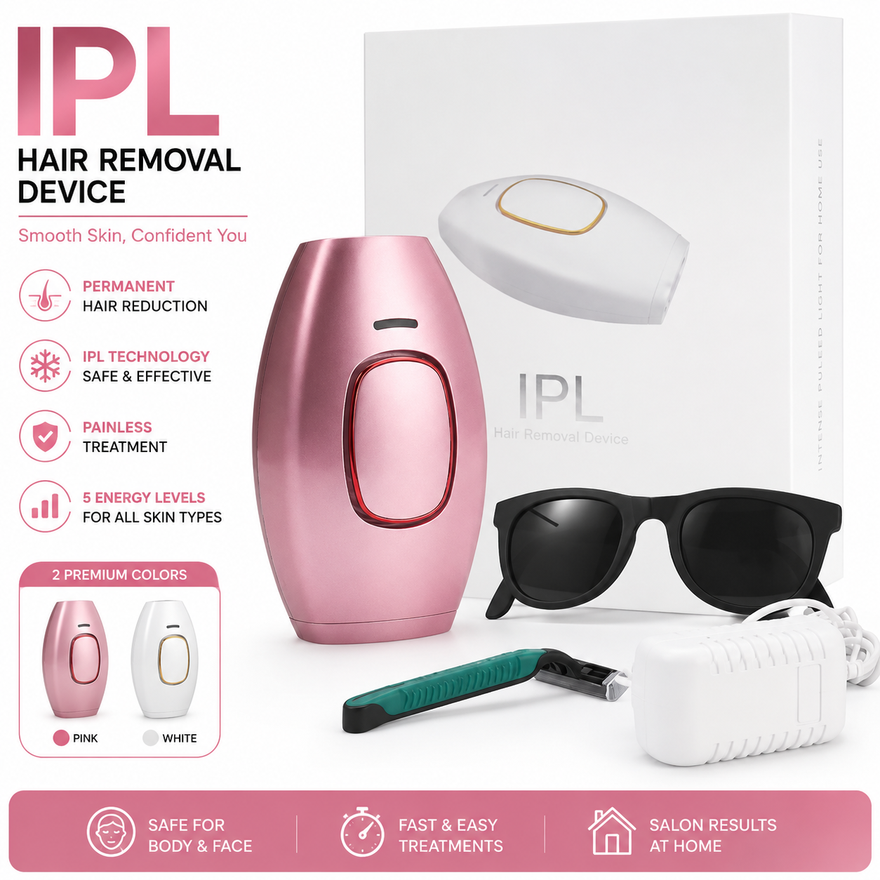 Professional IPL Laser Hair Removal Machine for Women Permanent Painless Hair Remover with Ice Cooling Function Electric Pulsed Light Epilator for Face Legs Arms Underarms and Bikini Area Salon at Home