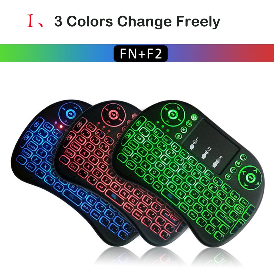 RGB Mini Wireless Keyboard  2.4GHz Air Touchpad Mouse, Compatible With Android TV Box, Smart TV, PC Black