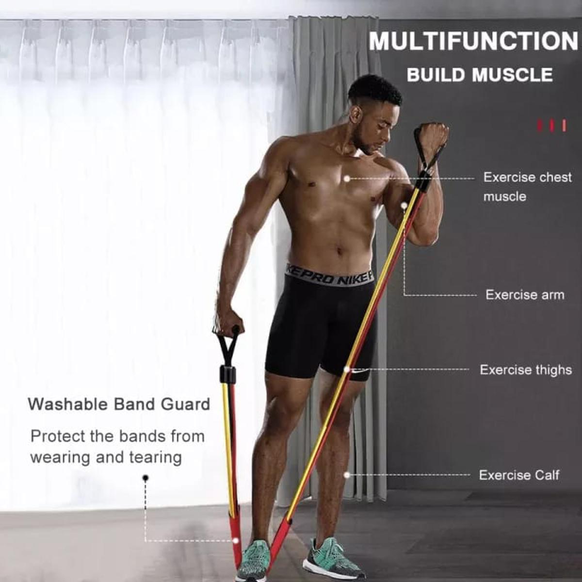 13pcs Fitness Equipment Resistance Bands Set Elastic Bands Fitness Rubber Band Workout Fintess Exercise Tube Bands Jump Rope(AMBALA FITNESS)