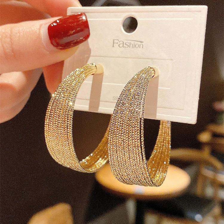 Gold and Silver Needle Thick Hoop Earrings for Women | Trendy Geometric Round Circle Minimalist Accessories | High Quality Girls Fashion Jewelry
