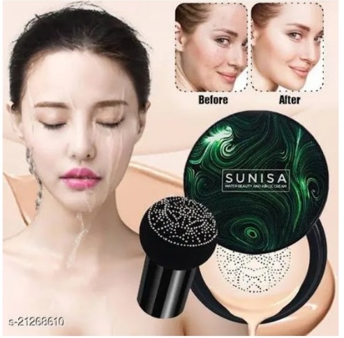 SUNISA Foundation Base Water proof Mushroom Head Air Cushion BB CC Cream Moisturizing Liquid Foundation with Sponge