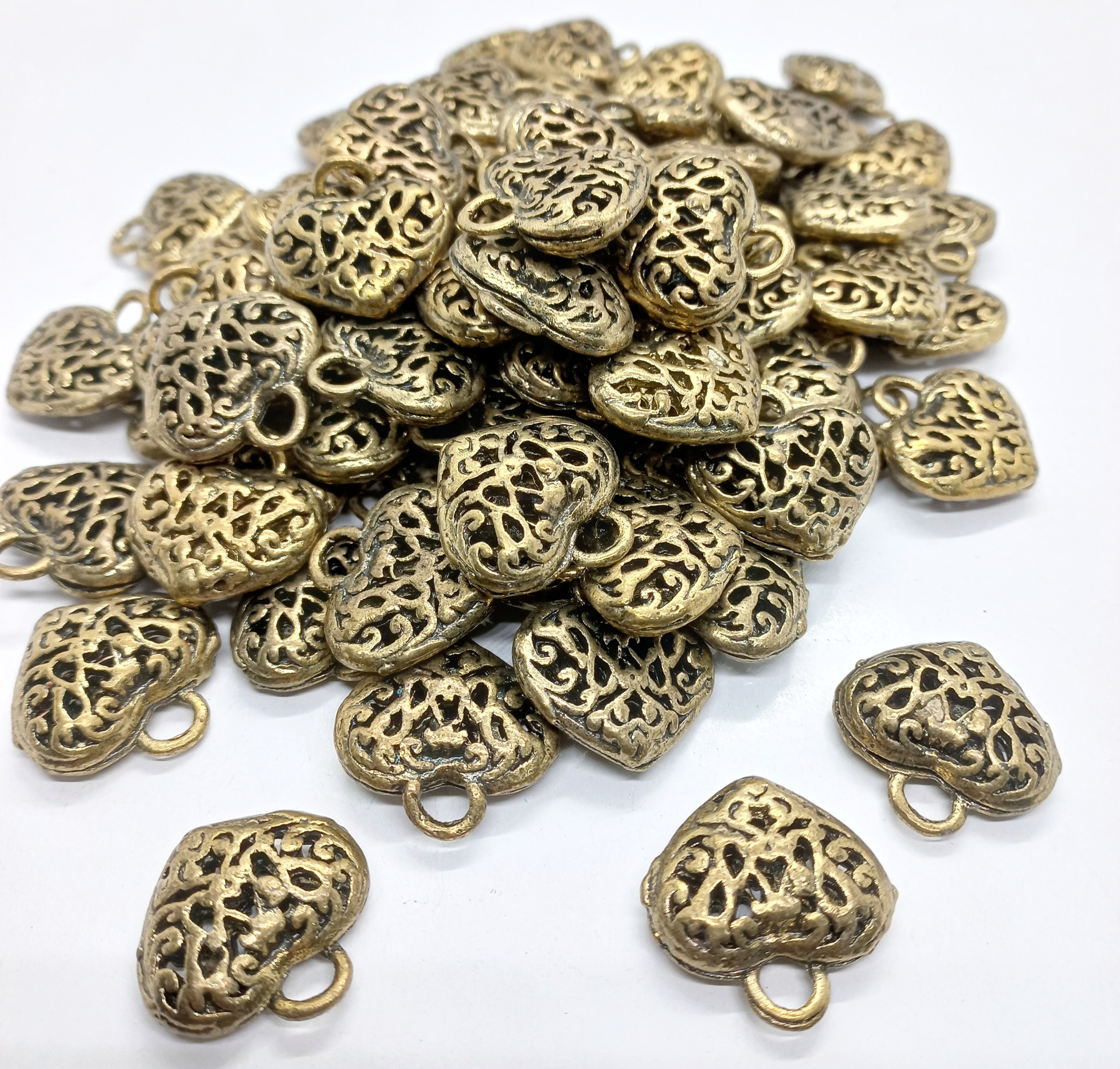 Pack of 2pcs, Antique Heavy Heart Shape Charms || about 25mm || DIY Customize Jewellary.