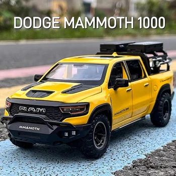 Scale 1/32 Mammoth Pickup Truck Alloy Toys Car Models High Simulation Diecast Car 6 Door Can Opened Sound Light Pull Back Vehicles for Boy Gifts