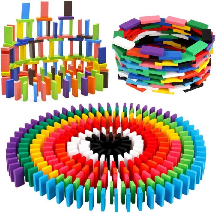 Wooden Dominos 100 Blocks And 50 Blocks andMulticolor Set Kids Educational Play Toy Domino Game for Boys and Girls Birthday Gift