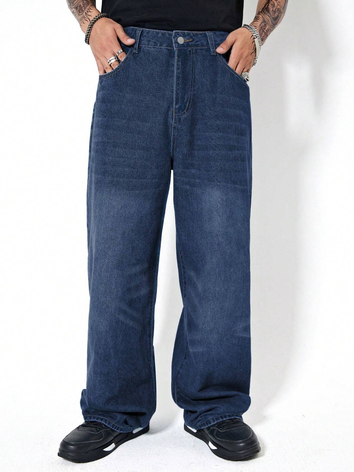 wide leg baggy style Mens denim jeans pants for him Wide Leg Baggy Relaxed Straight Loose Bottom denim jeans pants Full Wide Leg  Stylish High Quality Pants  (select only waist size)