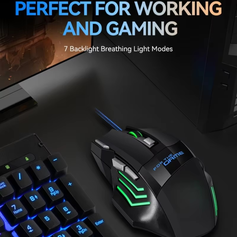 RGB Gaming Mouse with 7 LED Backlight Modes – USB Wired Mouse