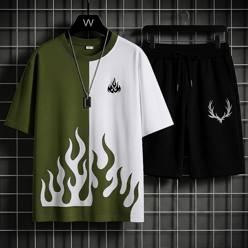 New trendy fired printed summer tracksuit for men and boys