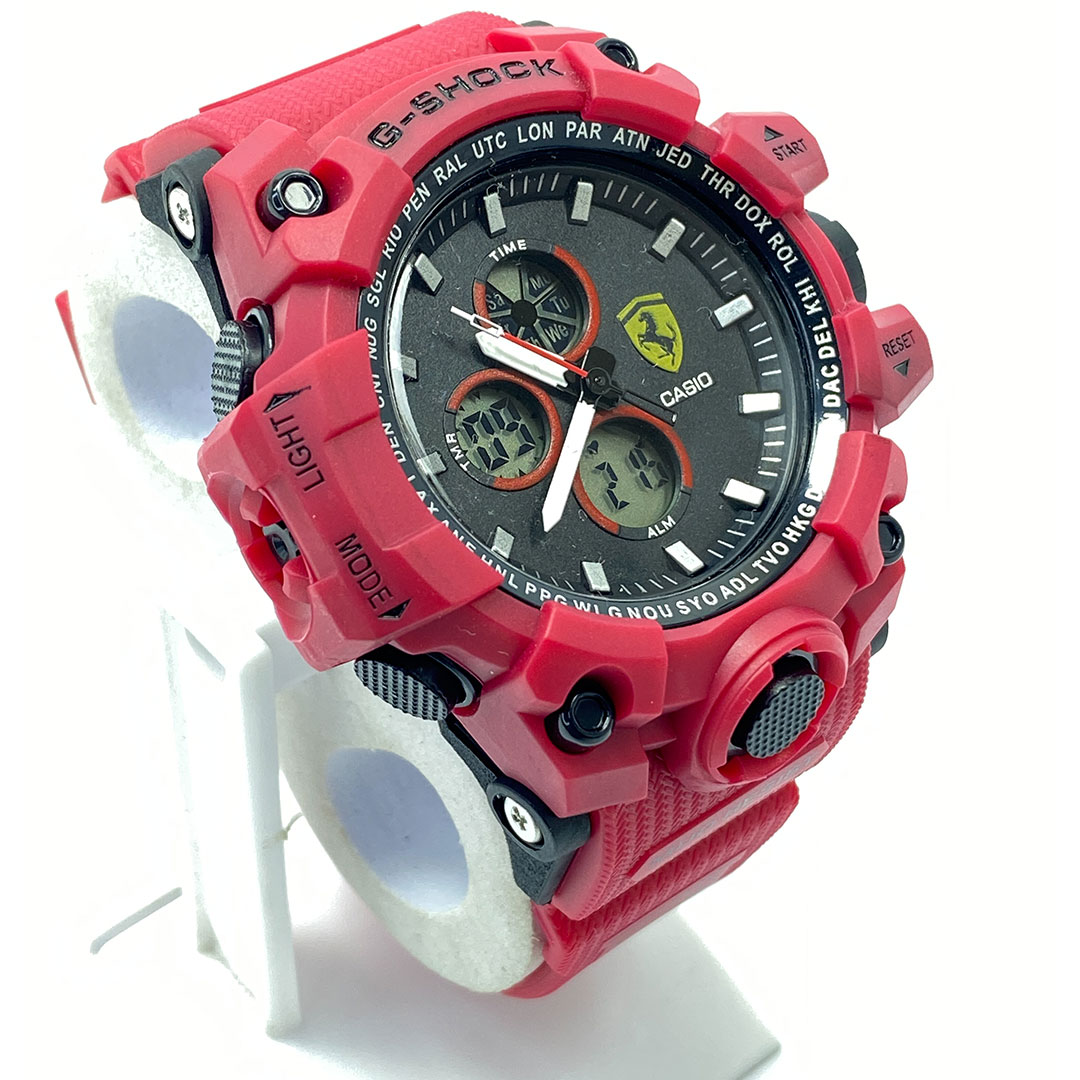 Anti-Magnetic Shock Absorbing Structure Dual Time Multifunctional Display Water Resistant Sports Watch