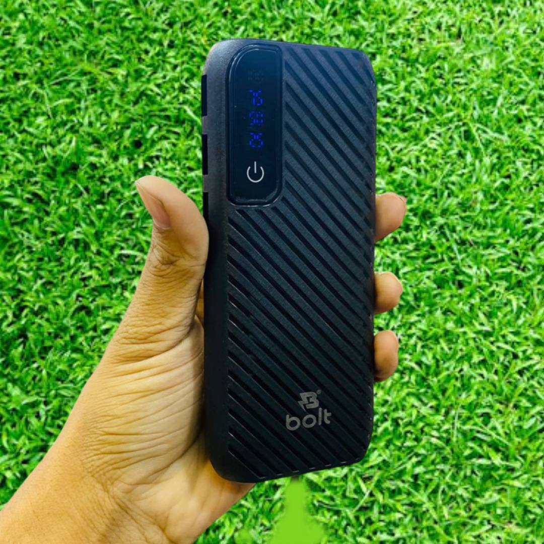 Bolt Power Bank High Capacity 20,000 mAh (Actual 8,000), 2.4A Output Fast Charging with Torch Light Built-in (Black/White) by Asaan-Shop price in Pakistan