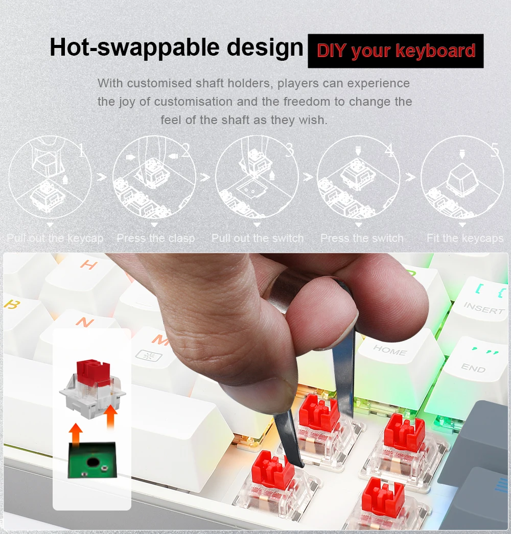 E-YOOSO Z-686 RGB 65% Wired Mechanical Keyboard White 68 Keys Hot Swappable Red Switches 14 8211b32014c616c05e45f6dbaf46edd6