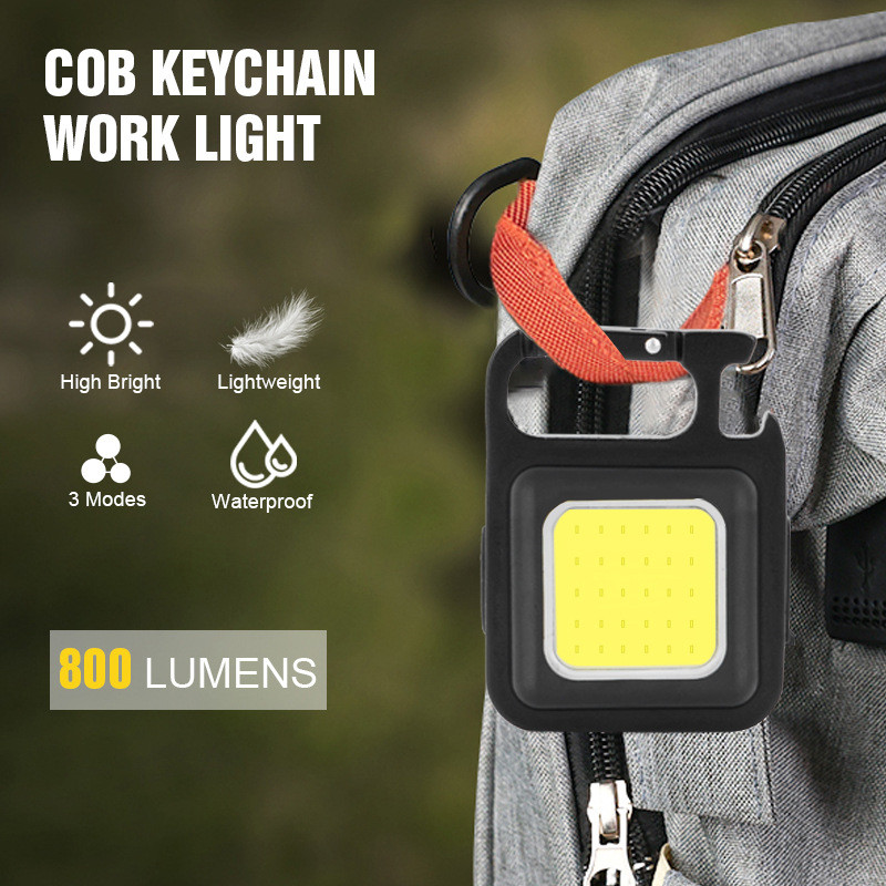 Dynamic Life Metal COB Keychain Flashlight 800 Lumens Multifunction COB Work Light Portable Pocket Led Light 3 Modes Rechargeable Emergency Light Corkscrew Camping Lantern Magnet Design Fishing Lamp Outdoor, Home, and Office