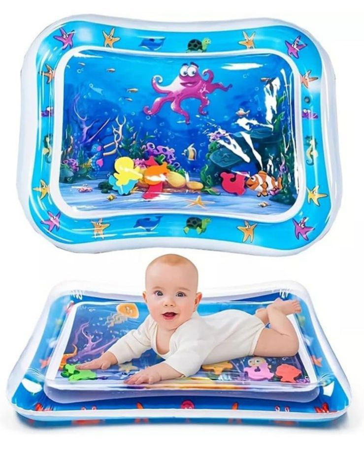 Inflatable Tummy Time Mat, Premium Baby Water Play Mat for Infants and Toddlers for 3 to 24 Months, Strengthen Your Baby's Muscles