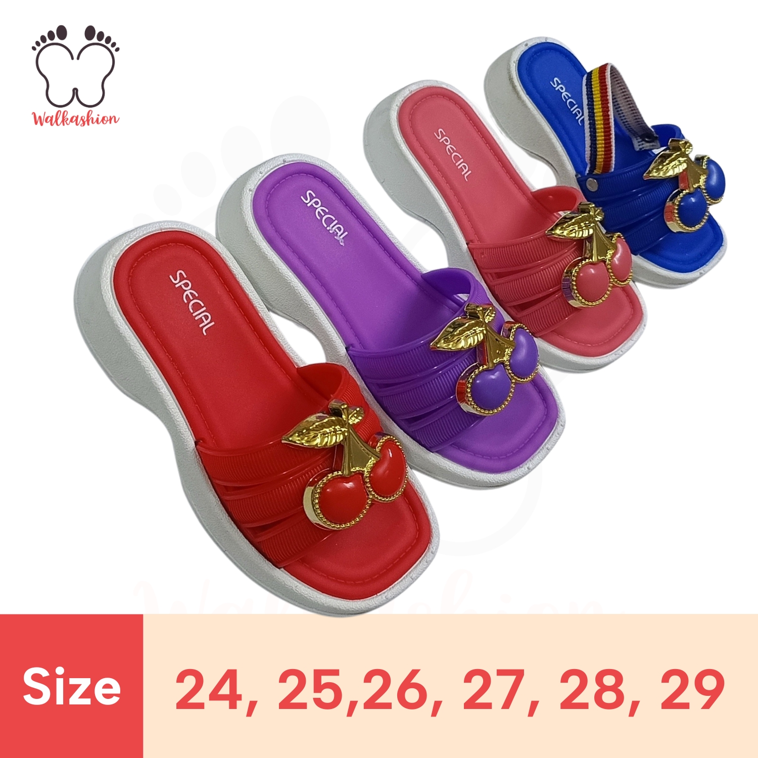 Baby Slippers for Girls/Kids (100% Soft, Durable and Comfortable) for 1.5  to 4.5 Years Girls. Light weight, Soft, Durable and Comfortable. Available in Random Colors. Lastic Straps in 24 and 25 sizes.
