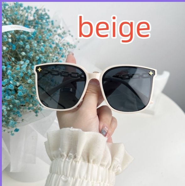 Korean Fashion UV Resistant Large Frame Gold Metal Sunglasses for Women Advanced Accessories Ins