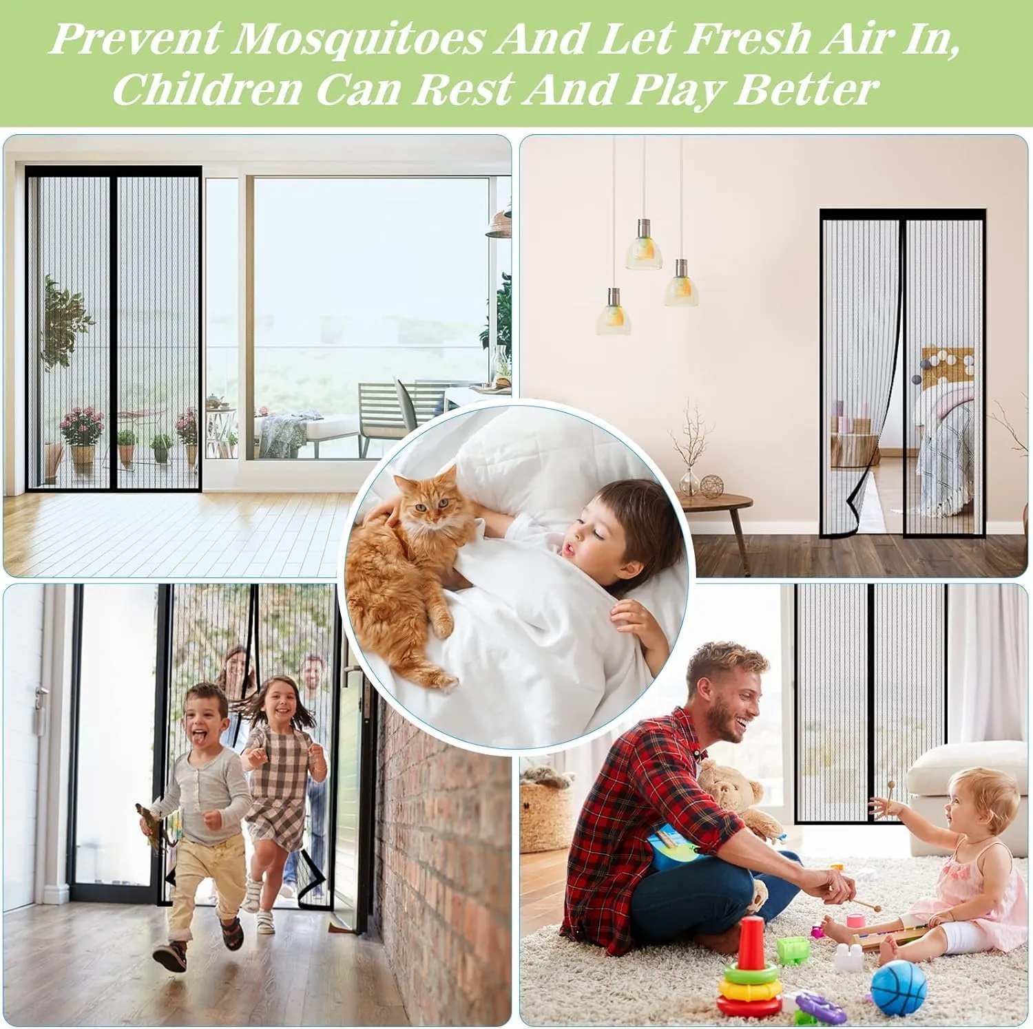 Dazzin - Anti Mosquito Magnetic Mesh Curtain Hands-Free Automatic Closing Screen Door - 100x210cm