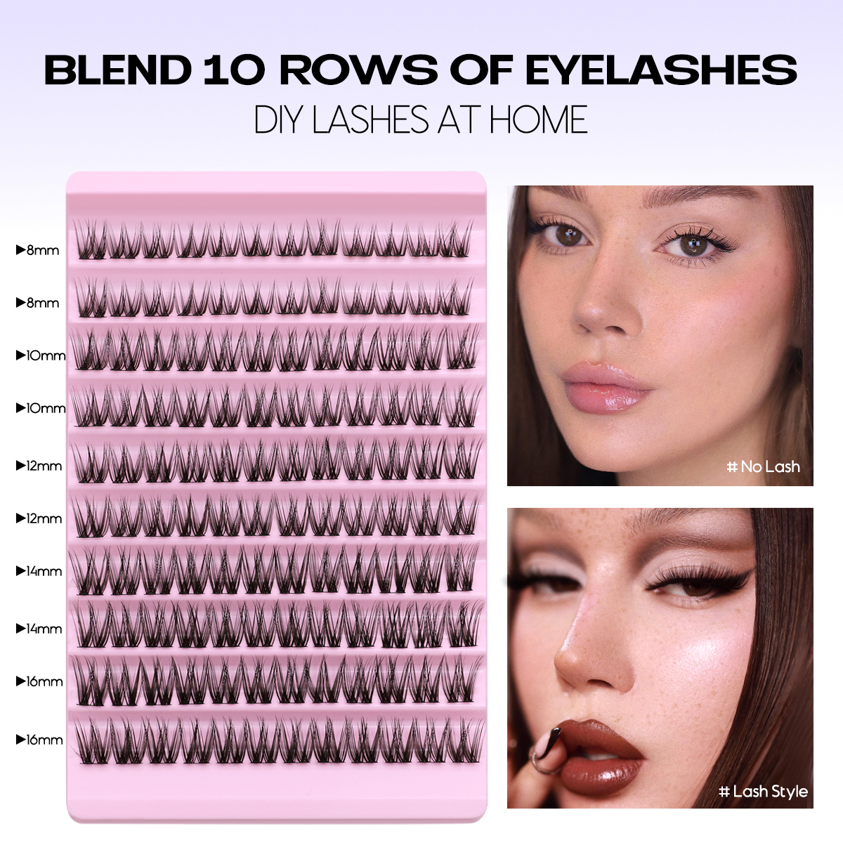 DIY Eyelash Extension Kit, Lash Cluster Kit With Waterproof Strong Hold Eyelash Bond, Eyelash Remover and Tweezer (200 clusters)