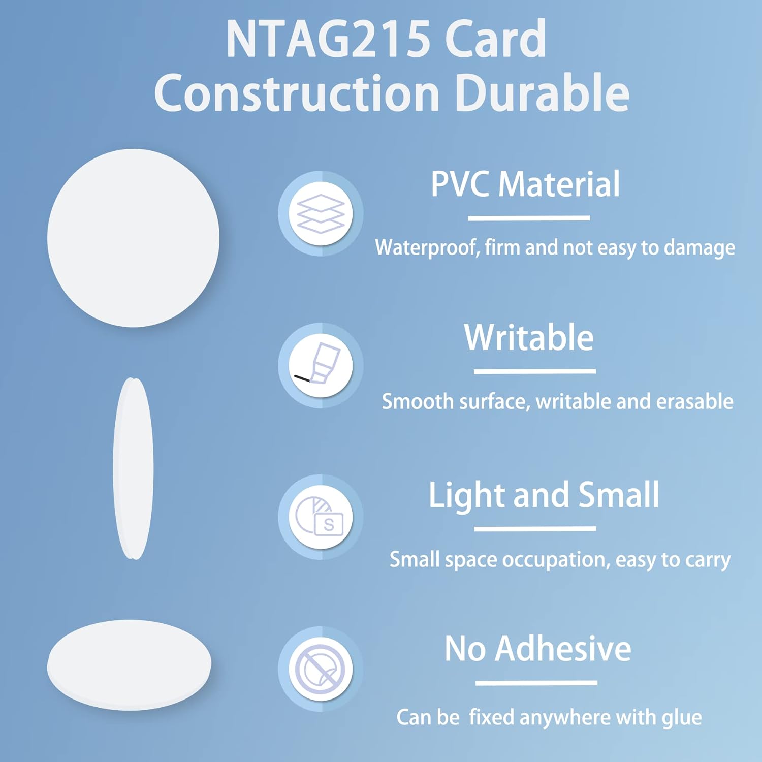 NFC NTAG215 Sticker Tag 504 Bytes Rewritable  NFC  13.56MHz ||  Adhesive Label