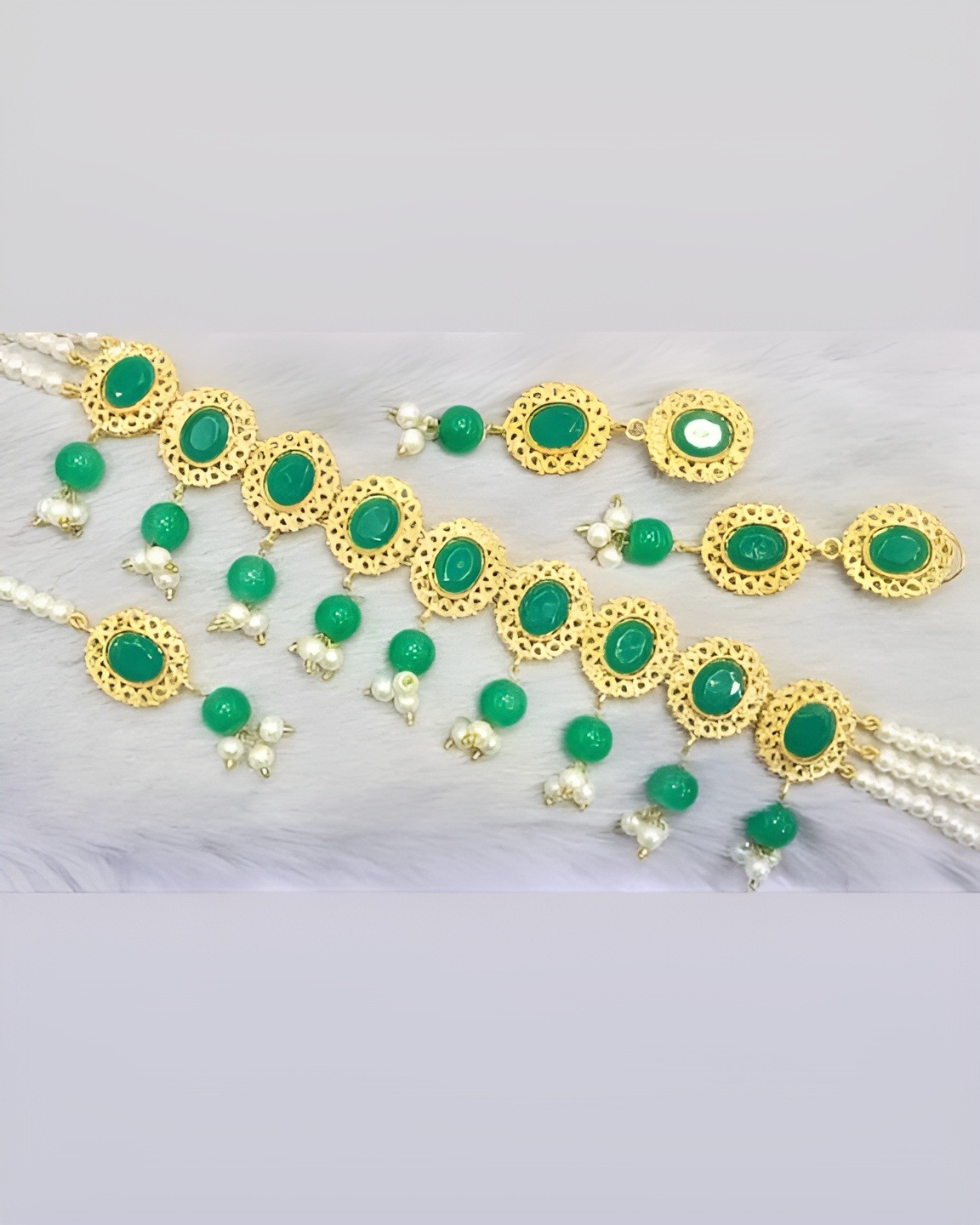 Ladies 2024 fashion complete set necklace earrings Gems with radiant colors Wedding