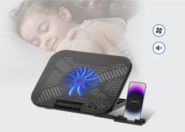 RAPOO CF100 Laptop Single Fan Cooling Pad with 6-Level Adjustable Silent 130mm Fan and Multi-Functional Phone Stand for Laptops up to 14 Inches Black 14 828c33fa1256aea0a57e42195fd1a204