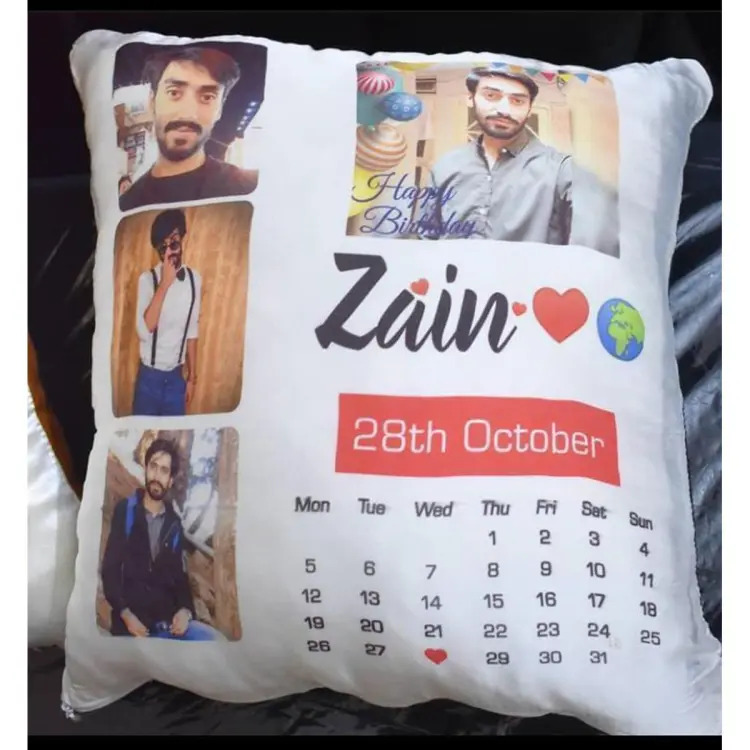 Customized Calendar Cushion with Name and Photo Stylish Design Premium Quality Pillow Cover