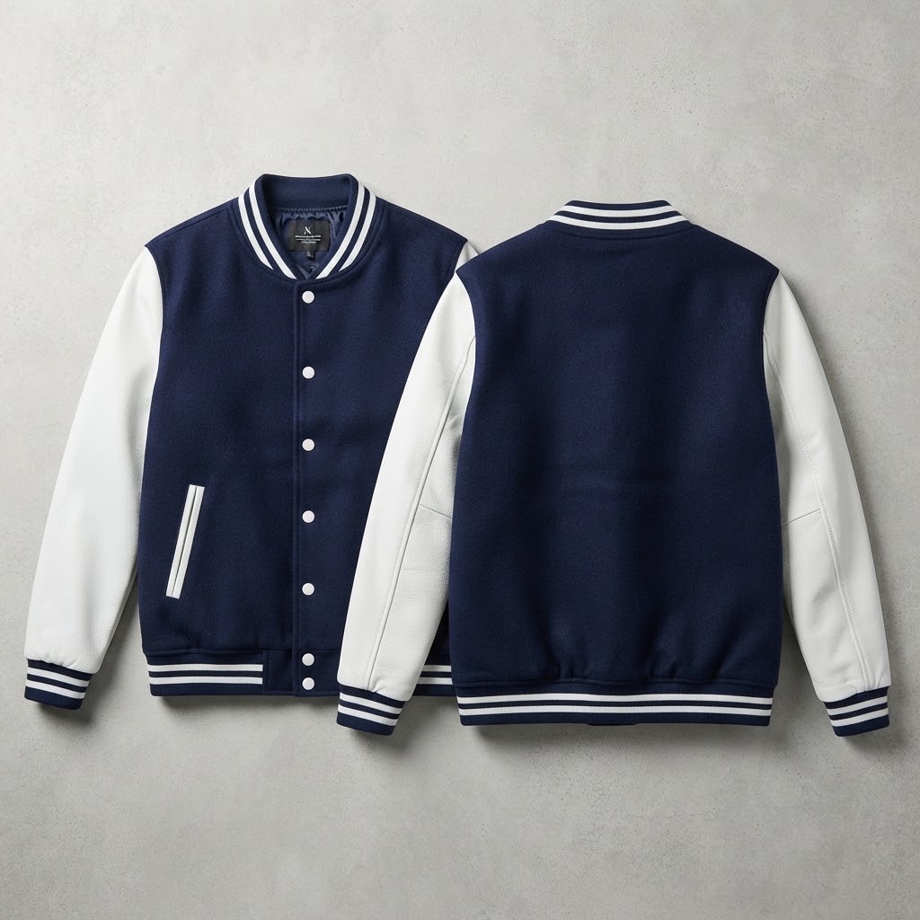 New High-Quality Women Varsity Jacket with Contrast Sleeves - Casual Sporty Fashion
