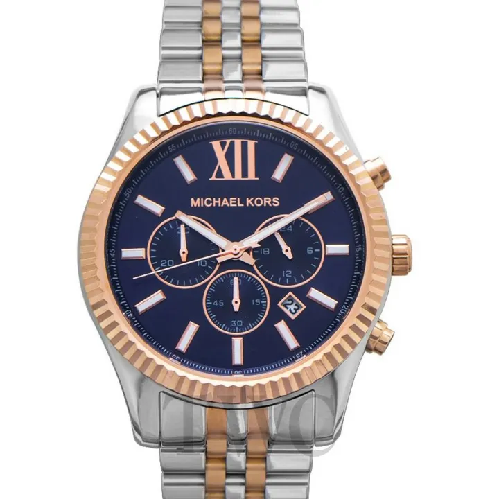 MICHAEL KORS Lexington Chronograph Navy Blue Dial Two-Tone Stainless steel  Watch For Men MK-8412: Buy Online at Best Prices in Pakistan 