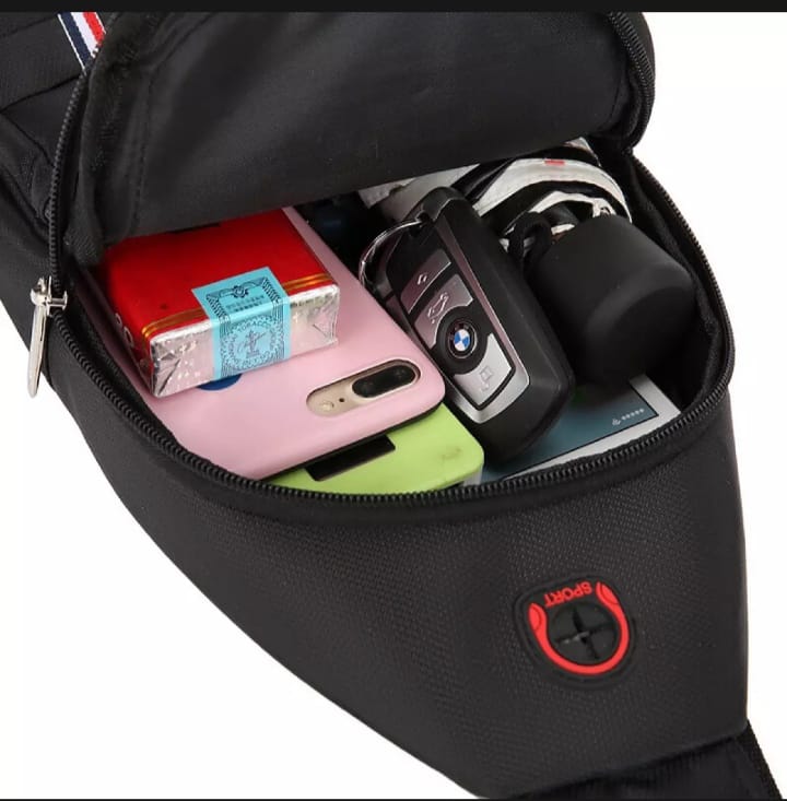 Waist Bag Men Waterproof Sling Bag Pack Waist Bag Large Capacity Hip Belt Cross body Shoulder Pouch Purse Men Chest Bag Side Bag Fanny Bag with Headphone Jack- For Men And Boys