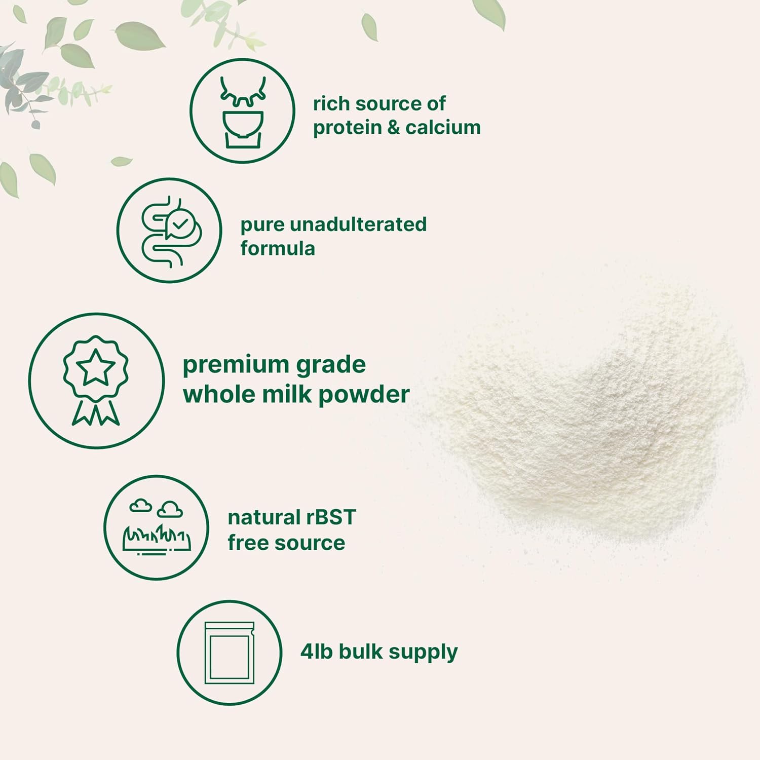 Whole Milk Powder, 200 gm | rBST Hormone Free, Pasture Raised Source, Premium Grade Dry Powdered Form | Great for Baking | Rich in Protein | Non-GMO