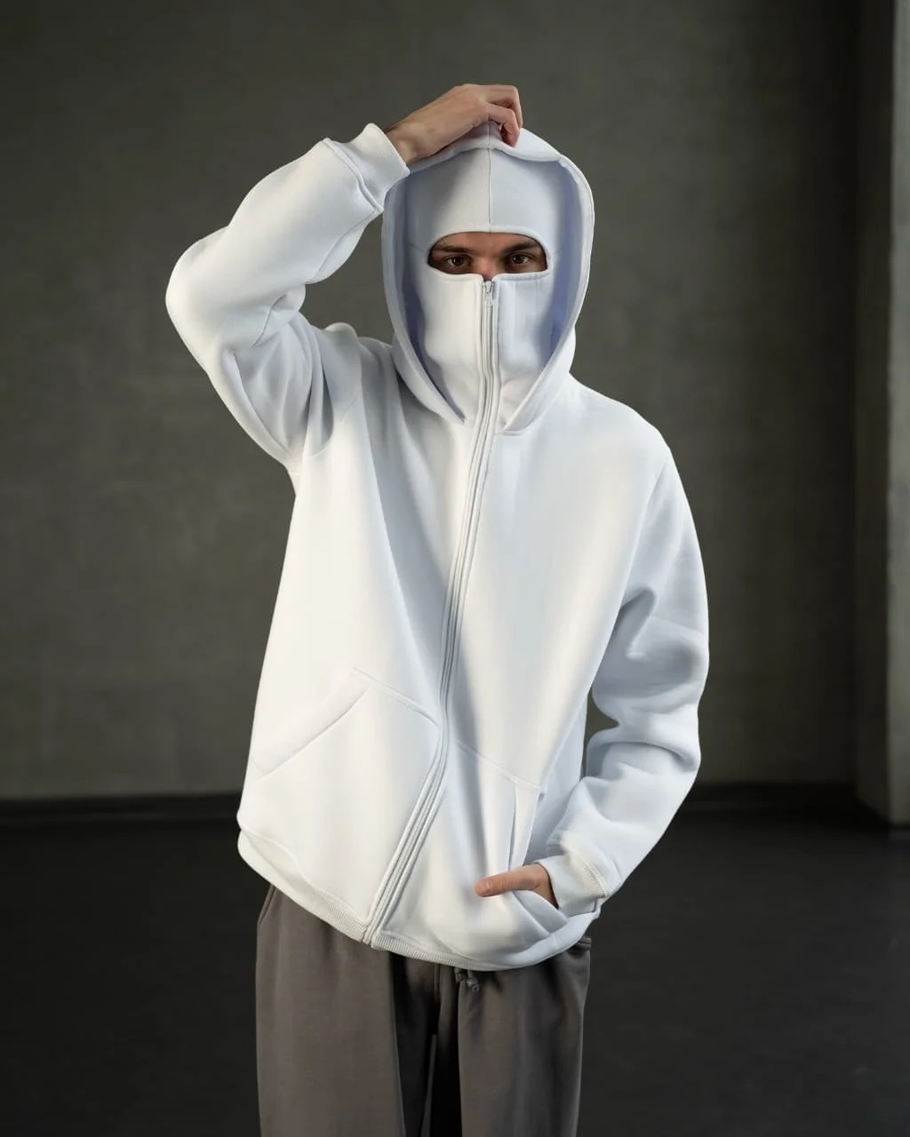 Full Zipper BALACLAVA Hoodie Full Face Cover, Streetwear Style, Winter Warm Sweatshirt best for extrem cool weather winter fleece wool in side for let you feel worm baklava, zipper maks, hood, men hoodie, boys hoodie, girls hoodie - Baclava Ninja Hoodies