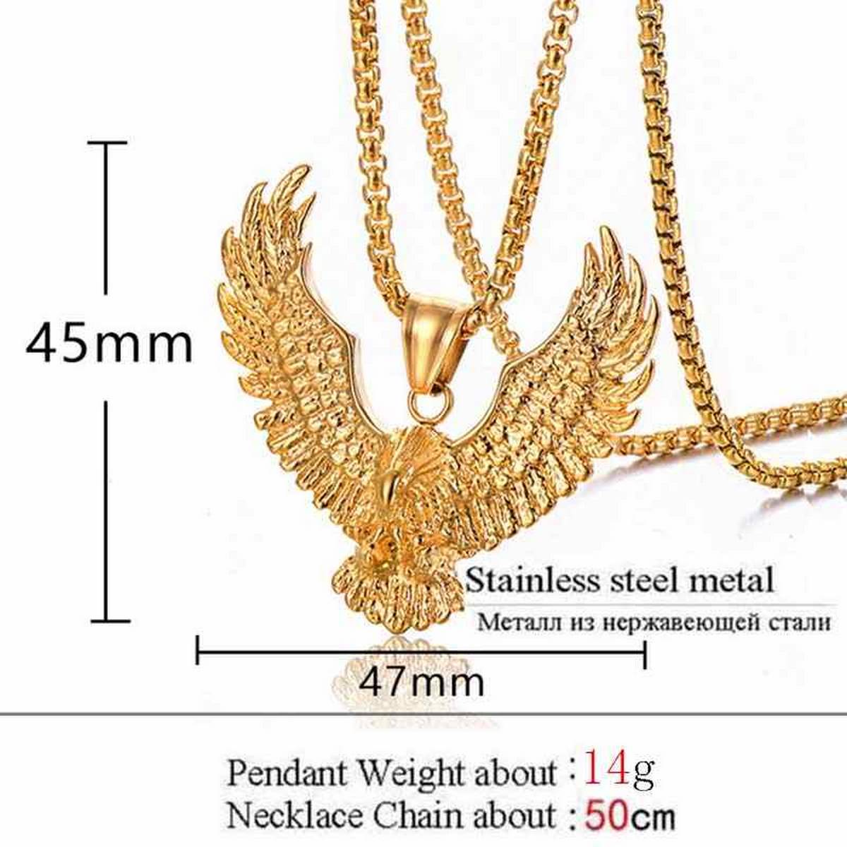 Silver & Golden Stainless Steel Eagle Locket/Pendant/Necklace for Men & Boys