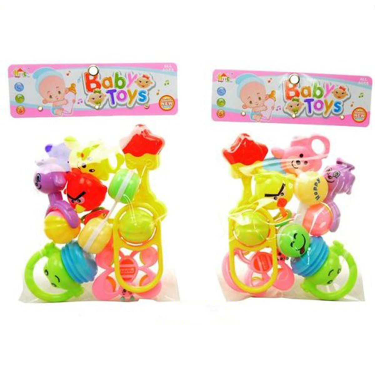 Baby Rattles Toys New-born Hand Bells Baby Toys 0-12 Months Teething safe Development Infant Early Educational Baby Rattles-5pcs Set