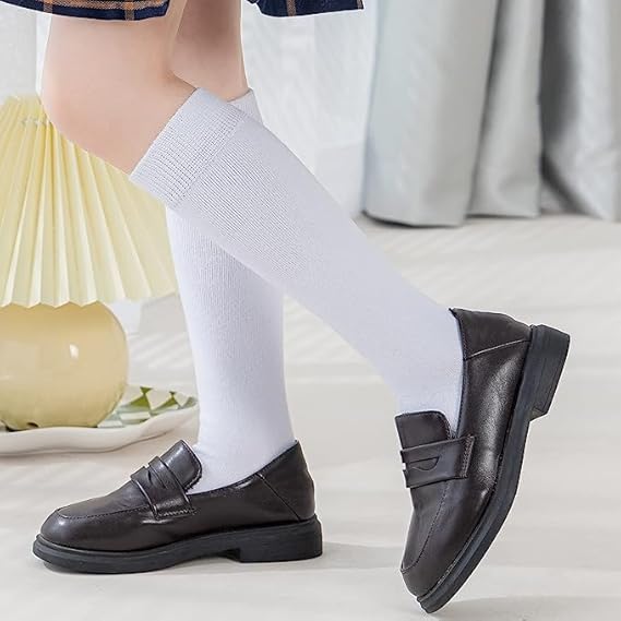 Pack of 3 Kids School Uniform Socks | Black, White & Blue | Soft Cotton Rich Socks for Boys & Girls | Premium Breathable Stretchable Comfortable Durable School Socks | Sweat Absorbent | Daily Wear | Age 4-12 Years | All Season
