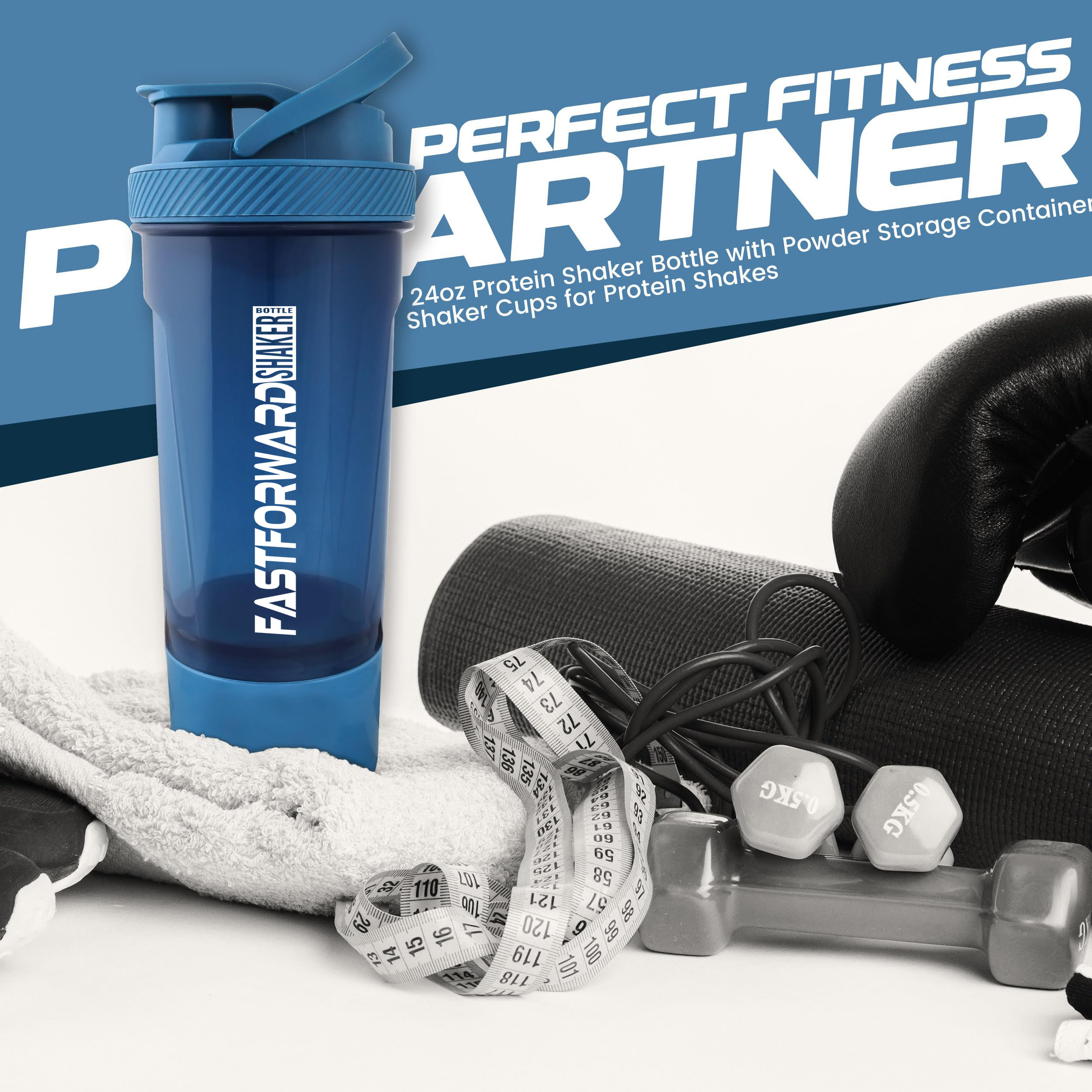 Maximize Your Workouts with Our 24-Ounce Protein Shaker Bottle – Ideal for Pre & Post-Workout Nutrition, Featuring Twist and Lock Protein Box Storage!