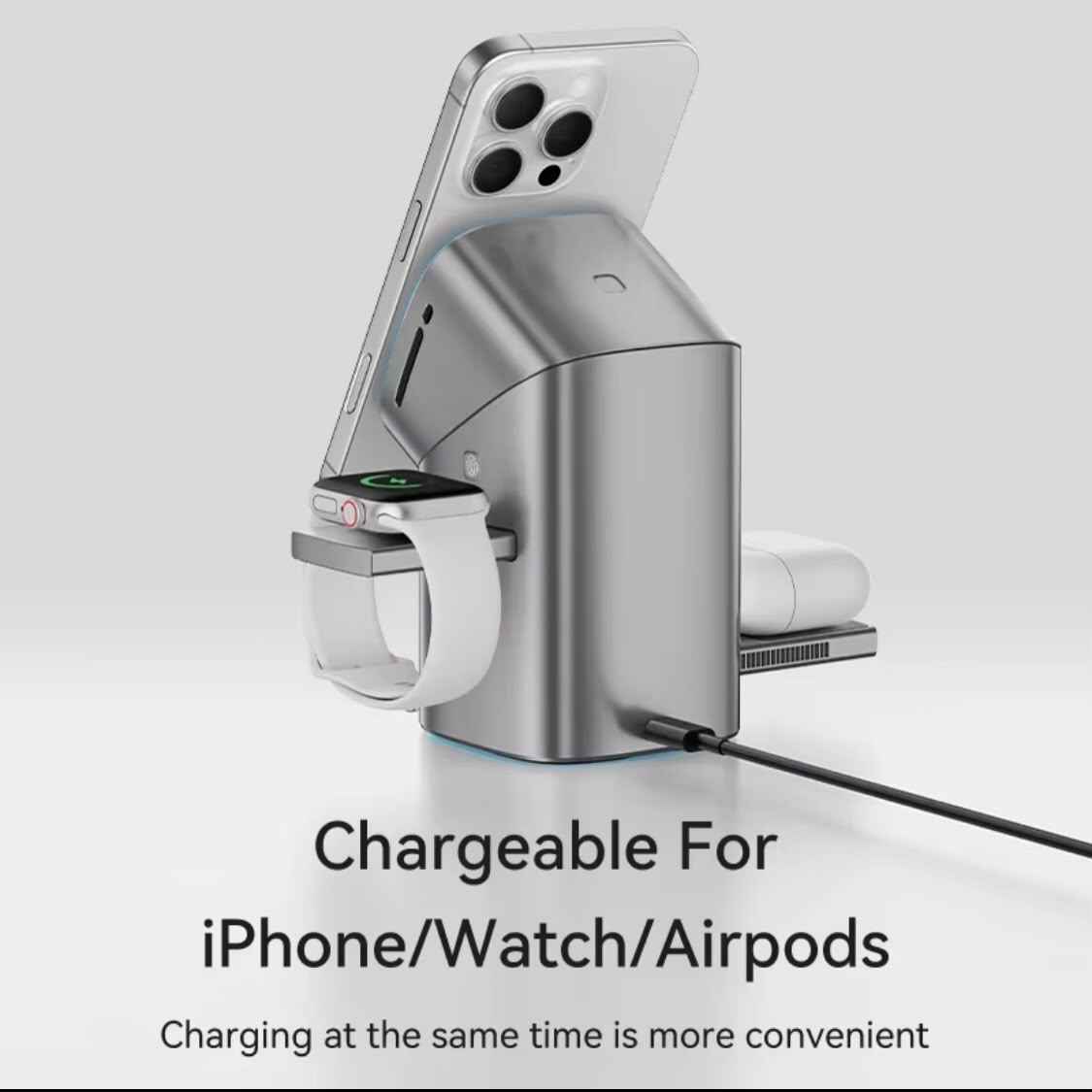 Auto-rotate Touch Magnetic 3 in 1 Wireless Charger Fast Charging 15W for Phone, Iwatch & AirPods