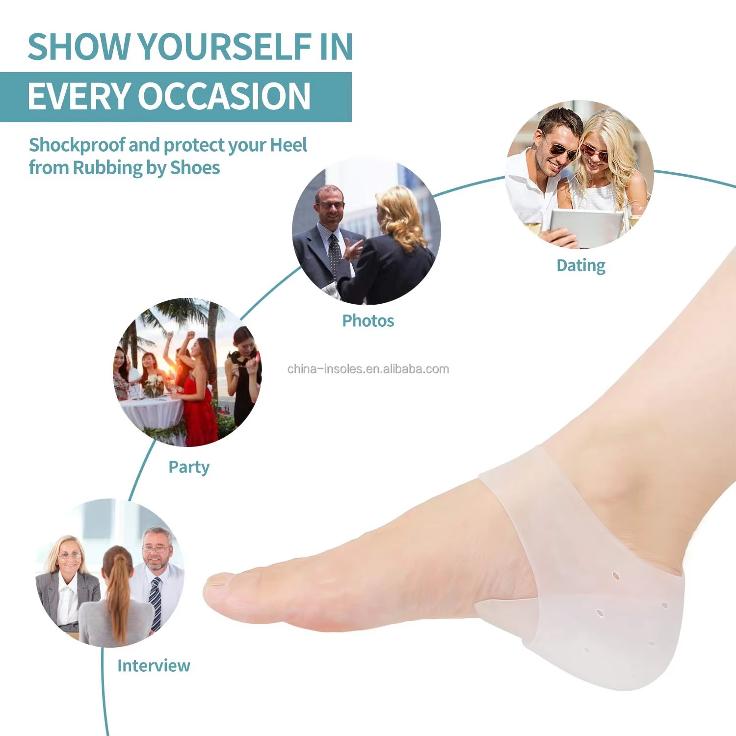 1Pair Silicone Heel Socks Invisible Height Increased Insole for Women Men insoles 2-6cm insoles for plantar fasciitis shoe sole