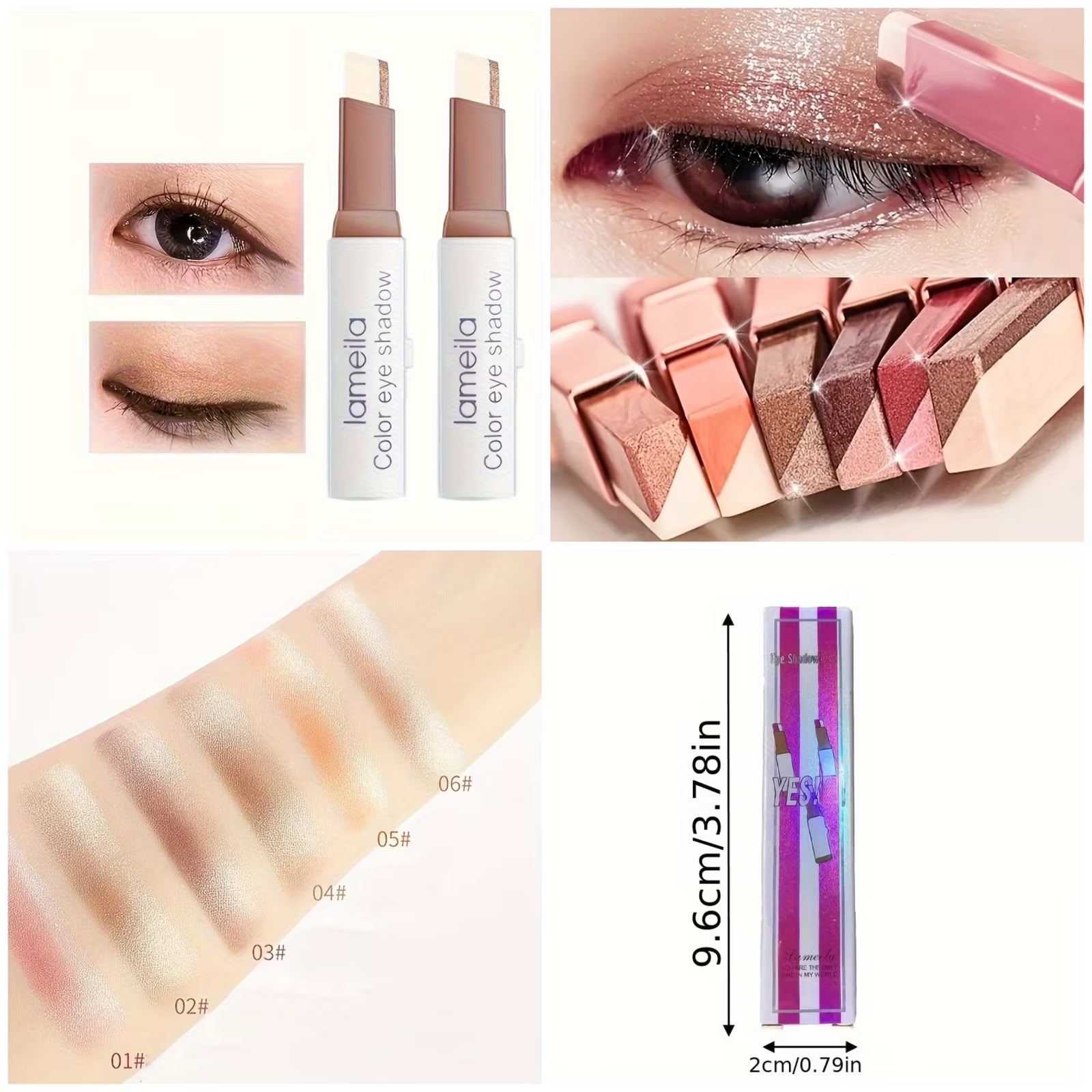 Eyeshadow Stick 2 In 1 Double Color Gradient Velvet Shadow Stick Eye Makeup Waterproof Lasting Shimmer Metallic Eyeshadow Makeup