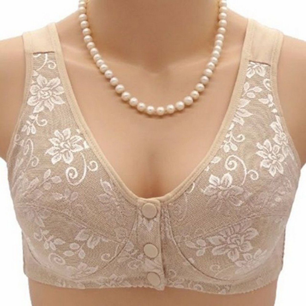 3 Button Front Opening Cotton Maternity Nursing Bra Breast Feeding Non Padded Cotton Material Wireless Front Closure Bra - Random Color
