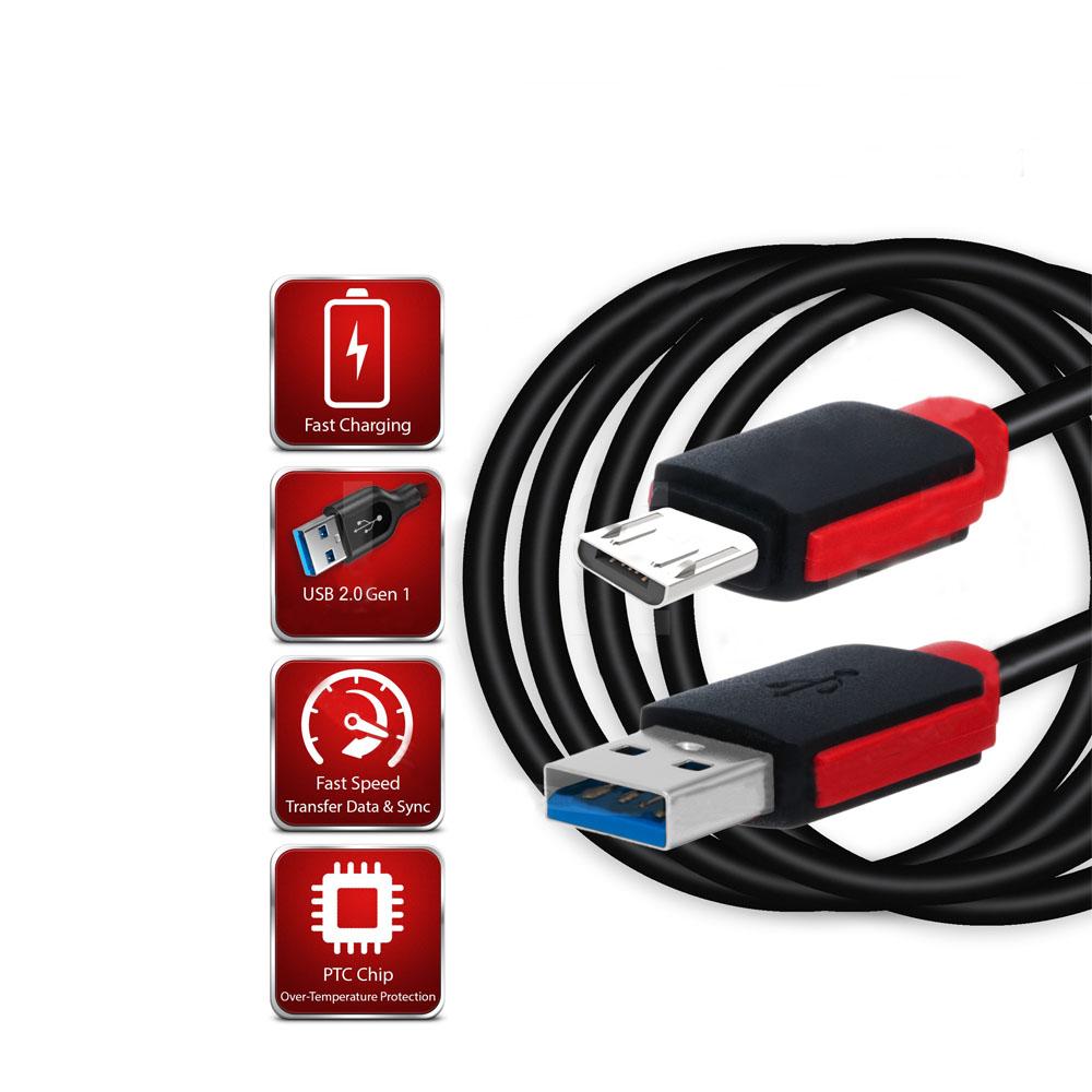 Warner 1.2 Meter Fast Charging Data Cable – Black and Red