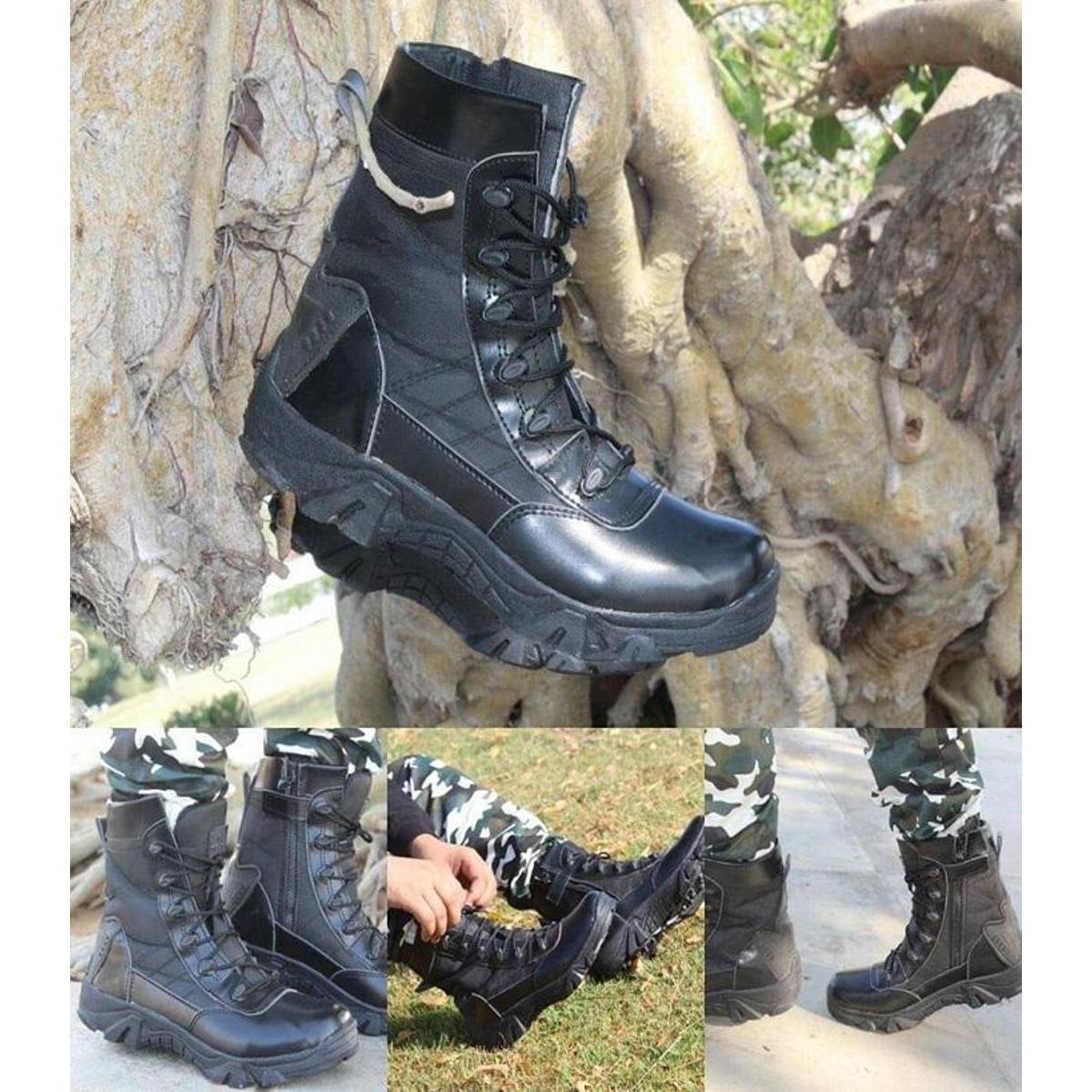 Black Leather Hikking Boots For Men