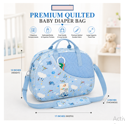 Daiper Bag | D Shape Baby Diaper Bag Large Capacity 3 Compartments Travel Maternity Bag with Dual Handle & Shoulder Strap | Baby Care Organizer Bag for Diapers, Bottles & Accessories |